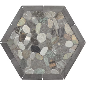 Coastal Framed Hex Pebble - stone tile